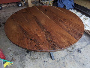 custom walnut circle table mn          